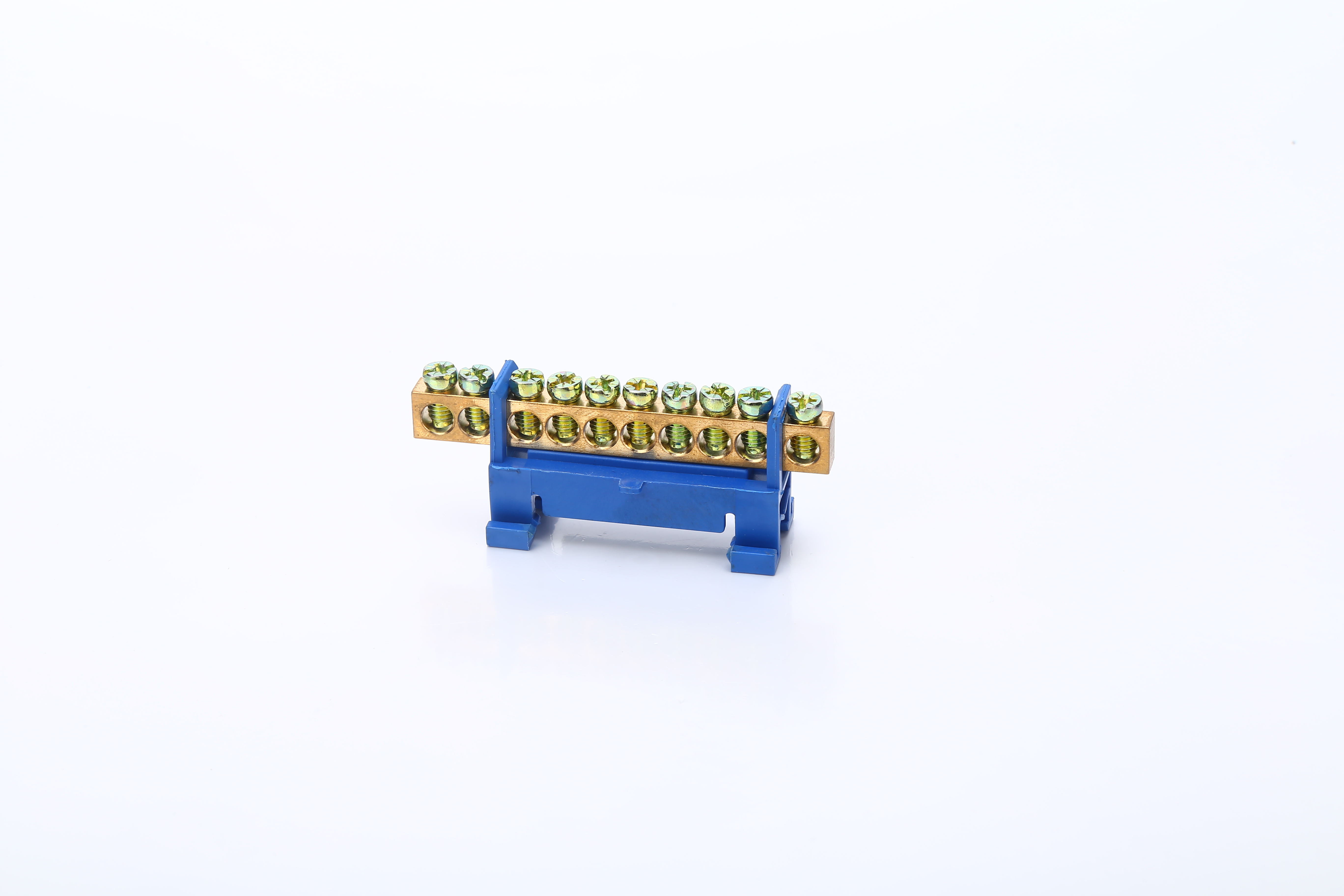 Blue Screw Brass Connector Din Rail Terminal Block Earth and Neutral