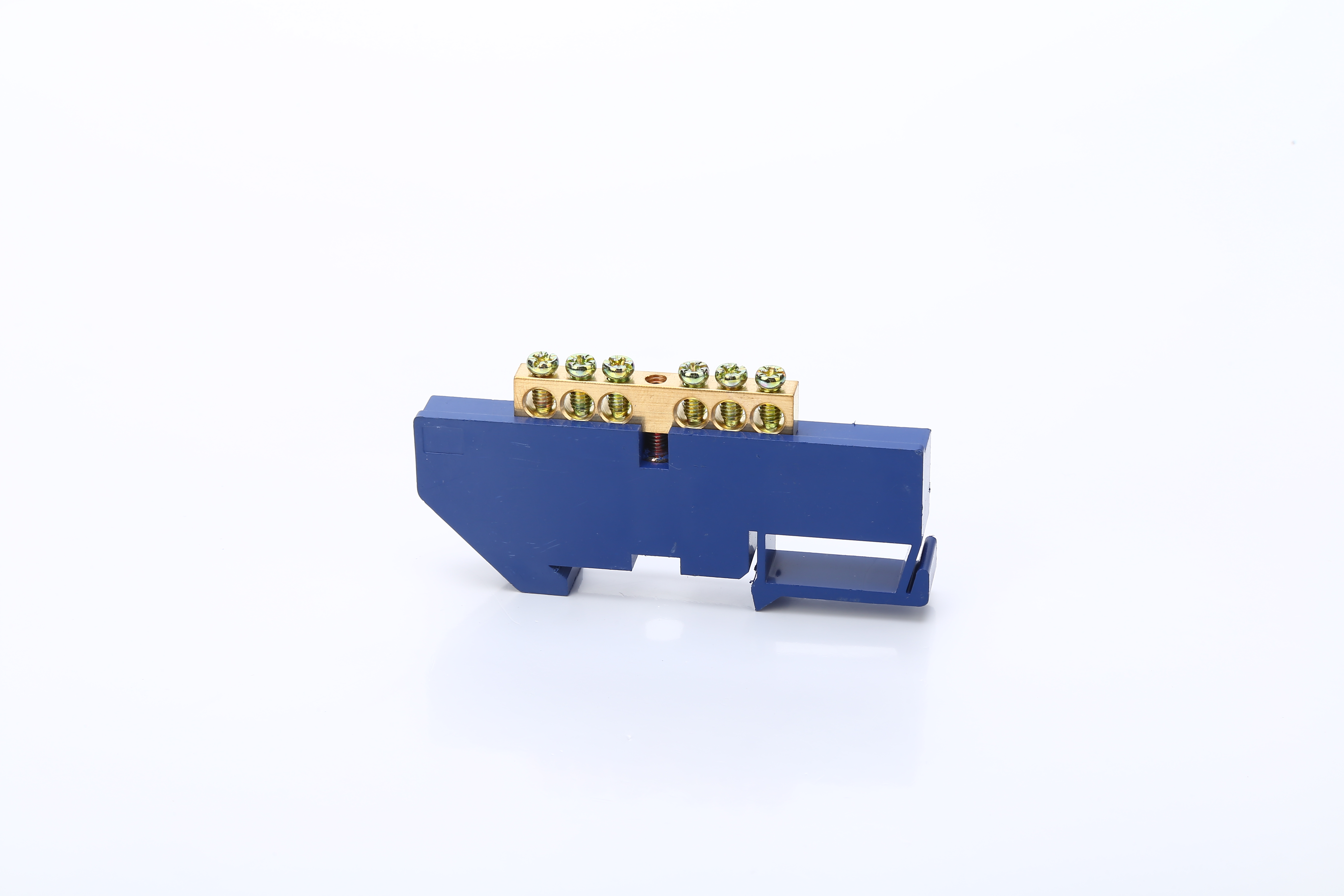 Blue Screw Brass Connector Din Rail Copper Terminal Block Earth and